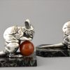 Art Deco silvered mouse bookends