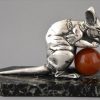 Art Deco silvered mouse bookends