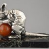 Art Deco silvered mouse bookends