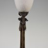 Art Deco lampen op smeedijzeren voet.