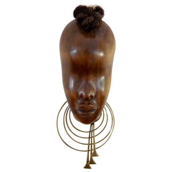 Art Deco houten wandmasker gezicht van Afrikaanse