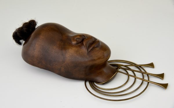 Art Deco houten wandmasker gezicht van Afrikaanse
