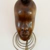 Art Deco wooden head of an African woman, wall mask