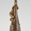 Art Nouveau bronze vase nude and dragonfly