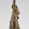 Jugendstil Vase Bronze Frau und Libelle