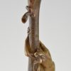 Art Nouveau vase bronze femme nue et libellule