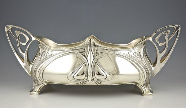 Art Nouveau jardinière avec plateau miroir