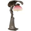Lampe Art Nouveau petit garçon sous une feuille.