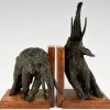 Art Deco bronze elephant bookends