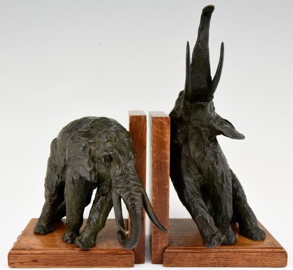 Art Deco bronze elephant bookends