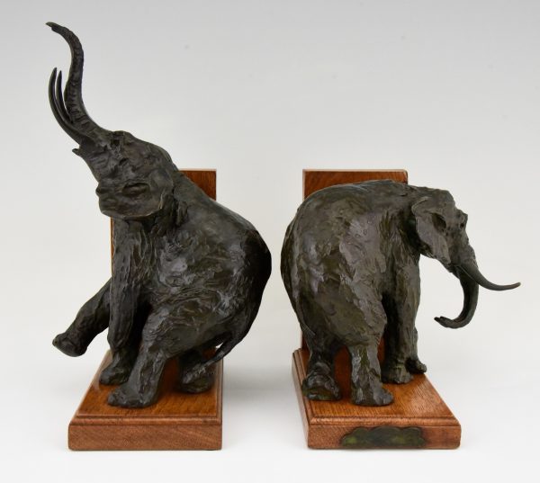 Art Deco serre livres bronze éléphant