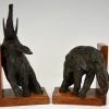 Art Deco bronze elephant bookends