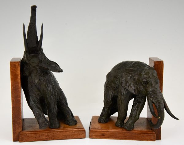 Art Deco bronze elephant bookends