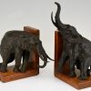 Art Deco Buchstütze Bronze Elefanten