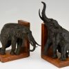 Art Deco bronze elephant bookends