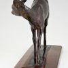 Art Deco bronze sculpture of a deer fawn.