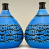 Coloquinte paire de vases Art Deco bleu et noir