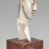 Art Deco bronze sculpture bust woman profile