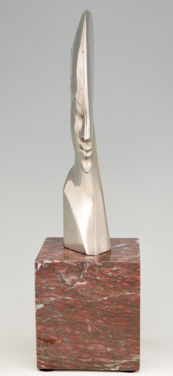 Art Deco bronze sculpture bust woman profile