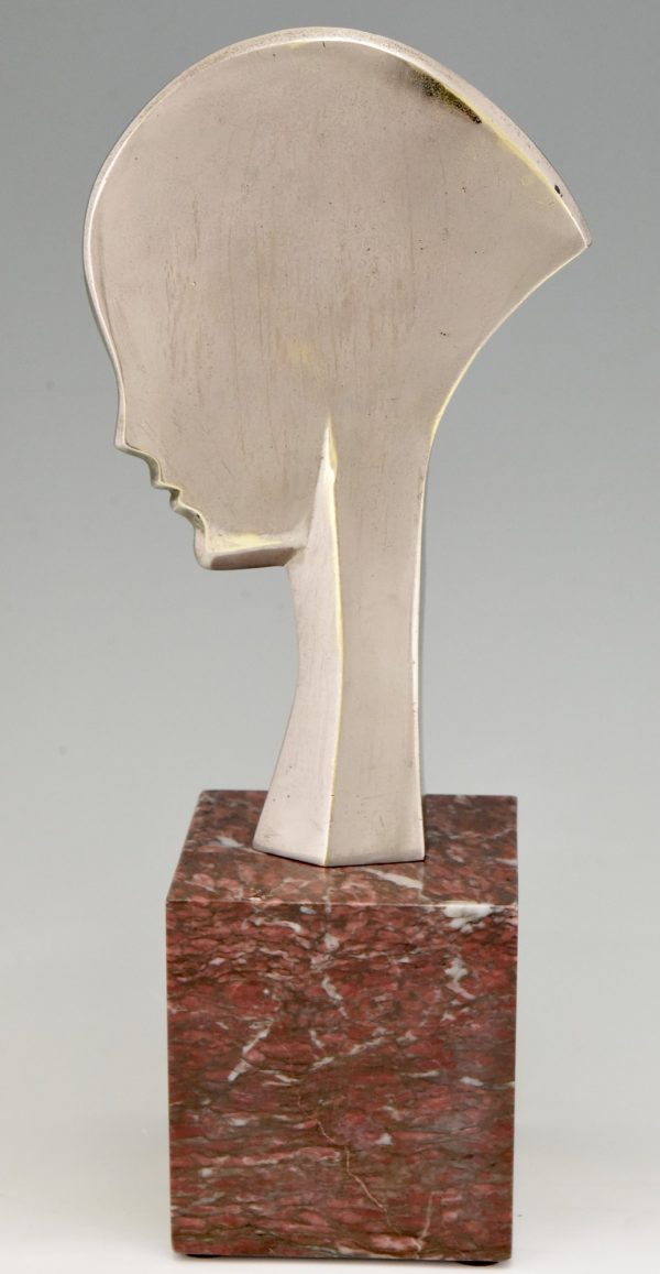 Art Deco sculpture en bronze profil de femme