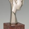 Art Deco bronze sculpture bust woman profile