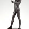 Art Deco bronze sculpture of a male nude fencer.