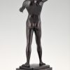 Art Deco Bronze Skulptur Fechter Männlicher Akt