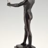 Art Deco sculpture bronze escrimeur nu masculin