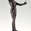 Art Deco bronze sculpture of a male nude fencer.