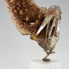 Pelican sculpture, enamelled silver and mineral