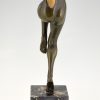 Art Deco bronzen sculptuur dansend naakt met bekkens