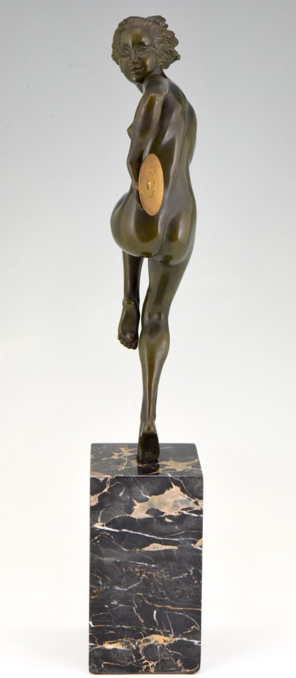 Art Deco Skulptur Bronze Tänzerin Frauenakt