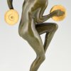 Art Deco bronzen sculptuur dansend naakt met bekkens