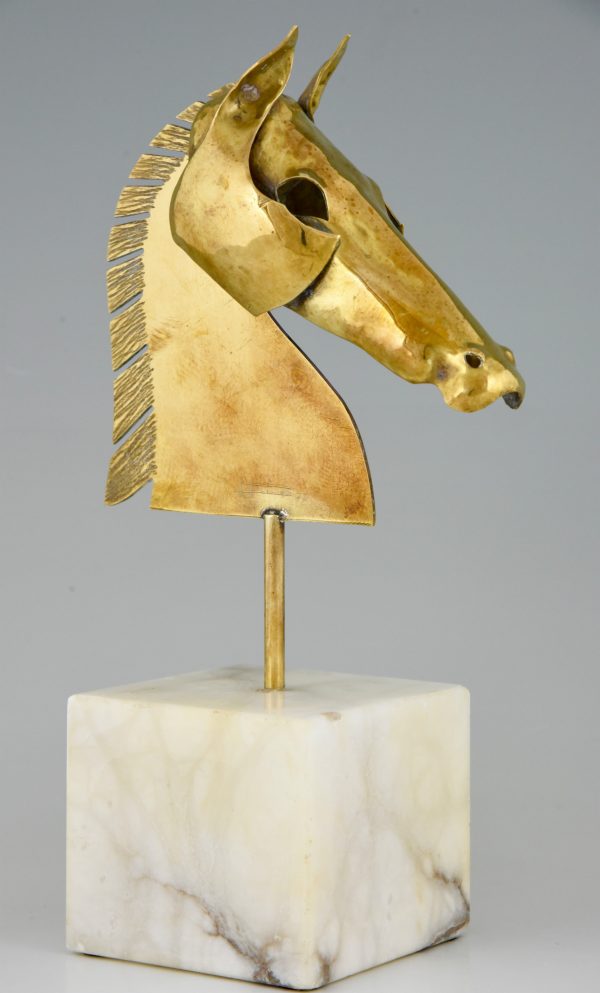 Spanische Skulptur Kupfer Pferdekopf siebziger Jahre