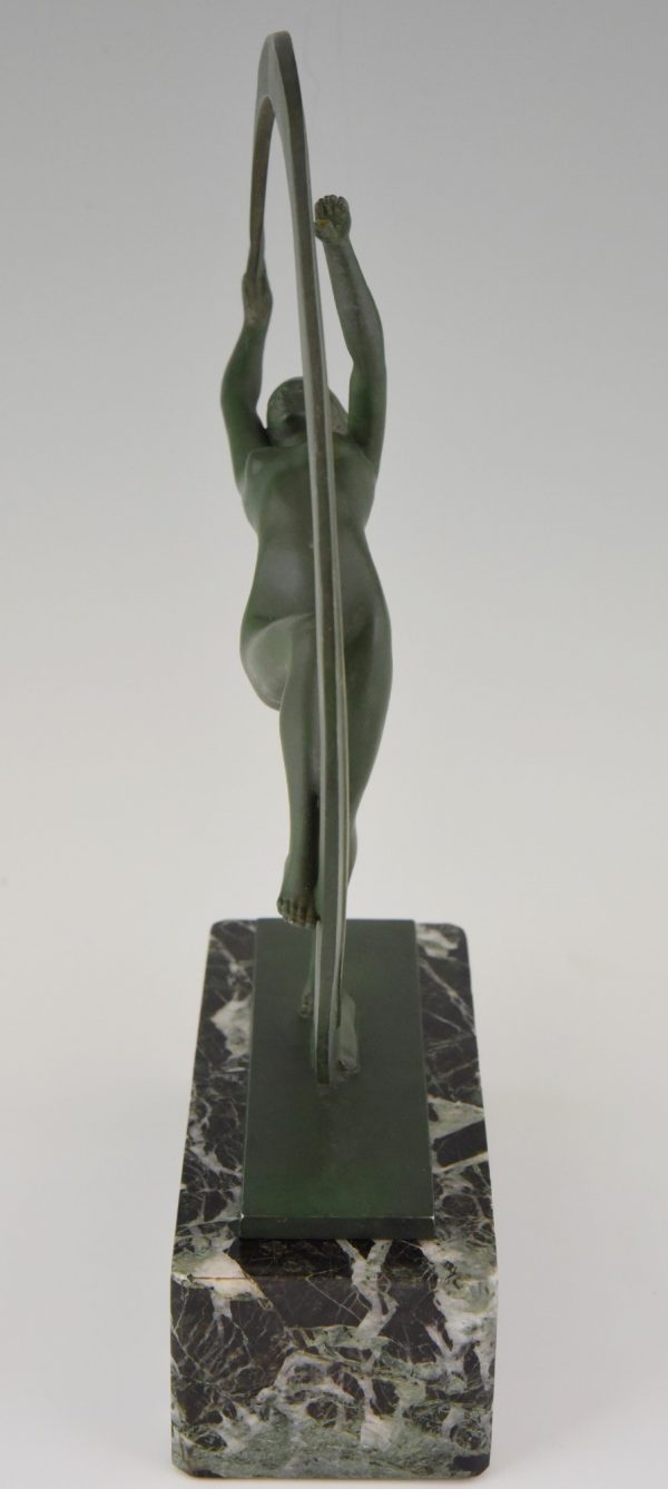 Bacchanale, Art Deco sculpture of a nude scarf dancer