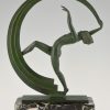 Bacchanale, Art Deco sculpture of a nude scarf dancer