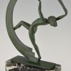 Bacchanale, Art Deco sculpture of a nude scarf dancer