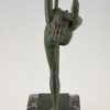 Bacchanale, Art Deco sculpture of a nude scarf dancer