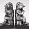 Art Deco bookends bear with guitar