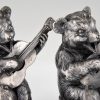 Art Deco bookends bear with guitar