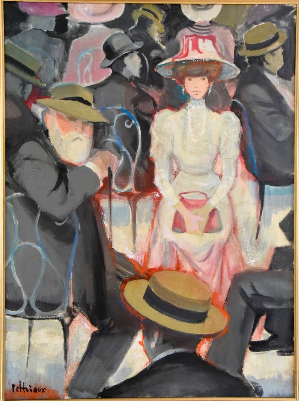 Art Deco Gemälde Frau und Mann auf der Terrasse