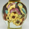 Art Deco vaas keramiek met vogels en bloemen