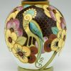 Art Deco vaas keramiek met vogels en bloemen