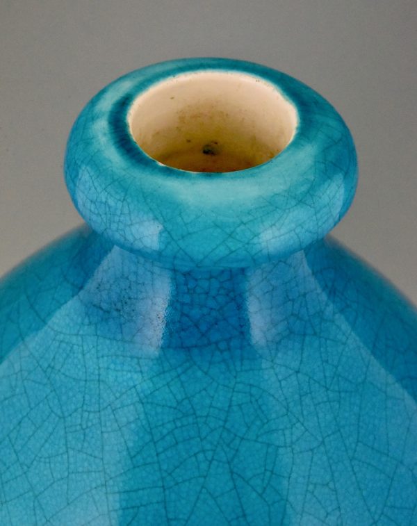 Gosse Keramik Vase Art Deco Blau