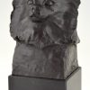 Art Deco bronze buste chien Chihuahua, Poméranie, Pomchi.