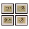 Art Deco watercolor paintings monkey and dog 4 pc