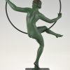 Art Deco sculpture danseuse au cerceau