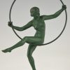 Art Deco sculpture danseuse au cerceau