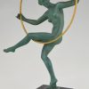 Art Deco sculpture danseuse au cerceau