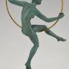 Art Deco sculpture danseuse au cerceau